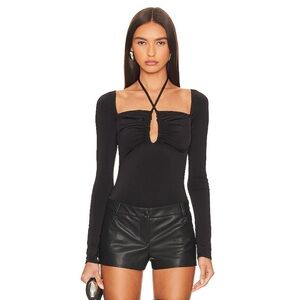 Majorelle x Revolve Small Mika Bodysuit Square Neck Halter Long Sleeve Thong